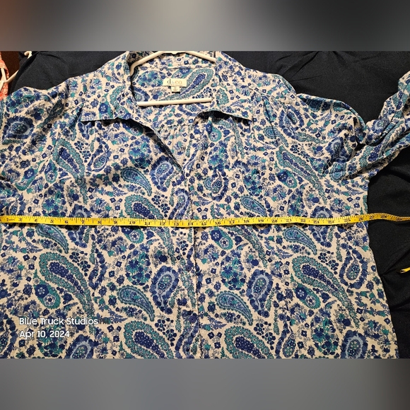 Denim & Company QVC Paisley Print Button Up Blouses 3X Long Sleeve Plus Size - Picture 13 of 15